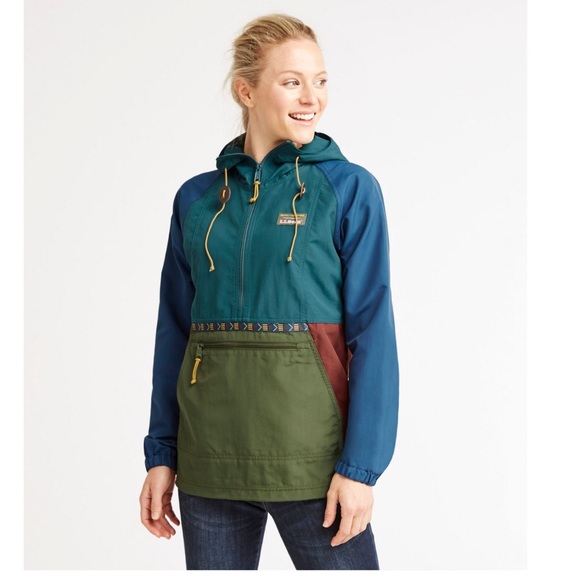 L.L. Bean Jackets & Blazers - L.L. Bean Teal, Blue, Olive & Burgundy Colorblock Pullover Anorak